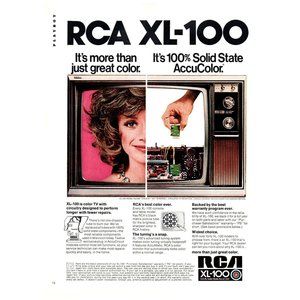 1972 RCA XL-100 Television Color TV Vintage Print Ad Accucolor Retro CRT Decor